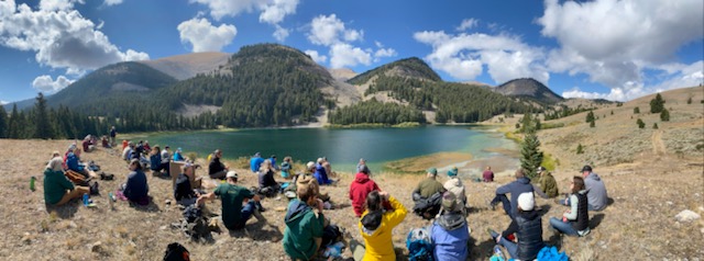 Friday field trip participants enjoying lunch next to Morrison Lake